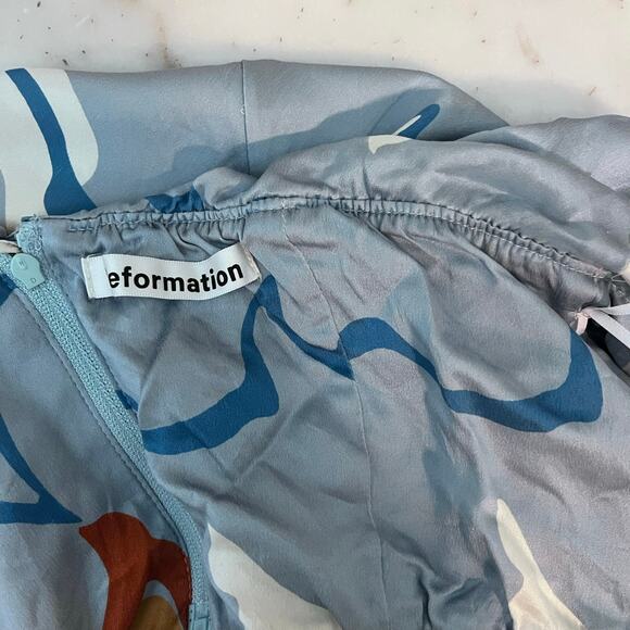 Reformation Joana Silk Dress Hyperion Print Strapless Floral Midi 0 Tropical - Picture 9 of 10